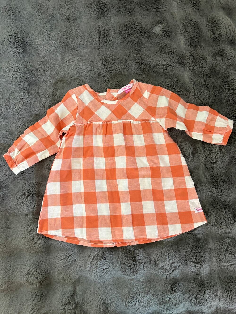 Ruffle Butts Orange Gingham Dress 12-18 Months Great Used